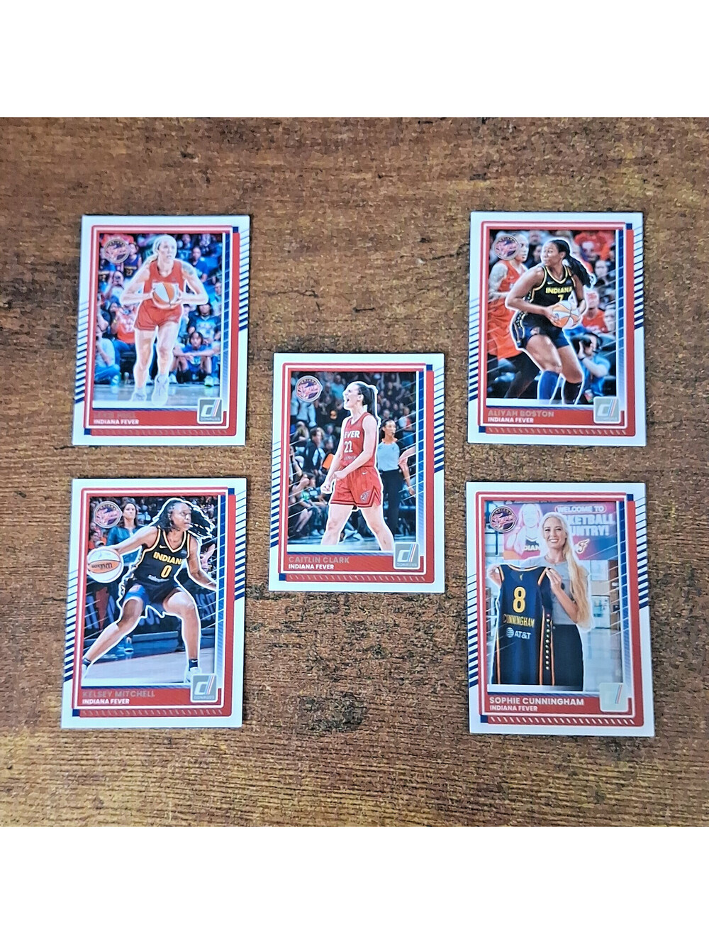 Lot of 5 Indiana Fever 2025 Donruss WNBA Basketball Cards, Clark Cunningham Hull